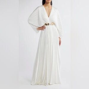 Acler for Anthropologie Wonastow long-sleeve pleated maxi dress size 6.